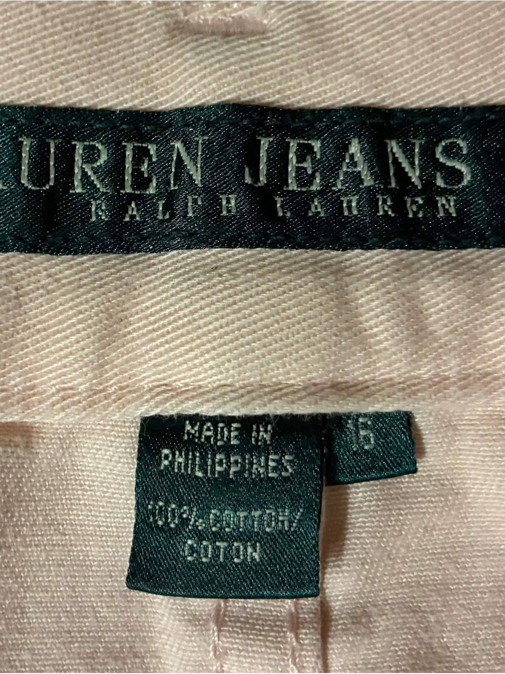 Ralph Lauren Light Pink High-Rise Jeans Waistband Detail